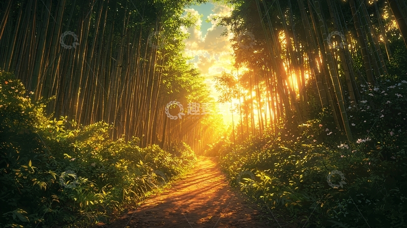 高清大图下载【趣麦麦图】阳光森林小路