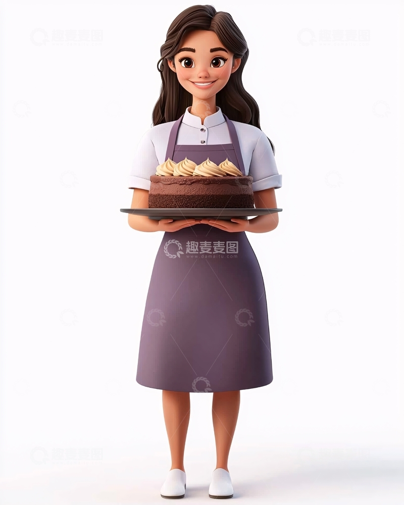 高清大图下载【趣麦麦图】甜点师卡通女孩