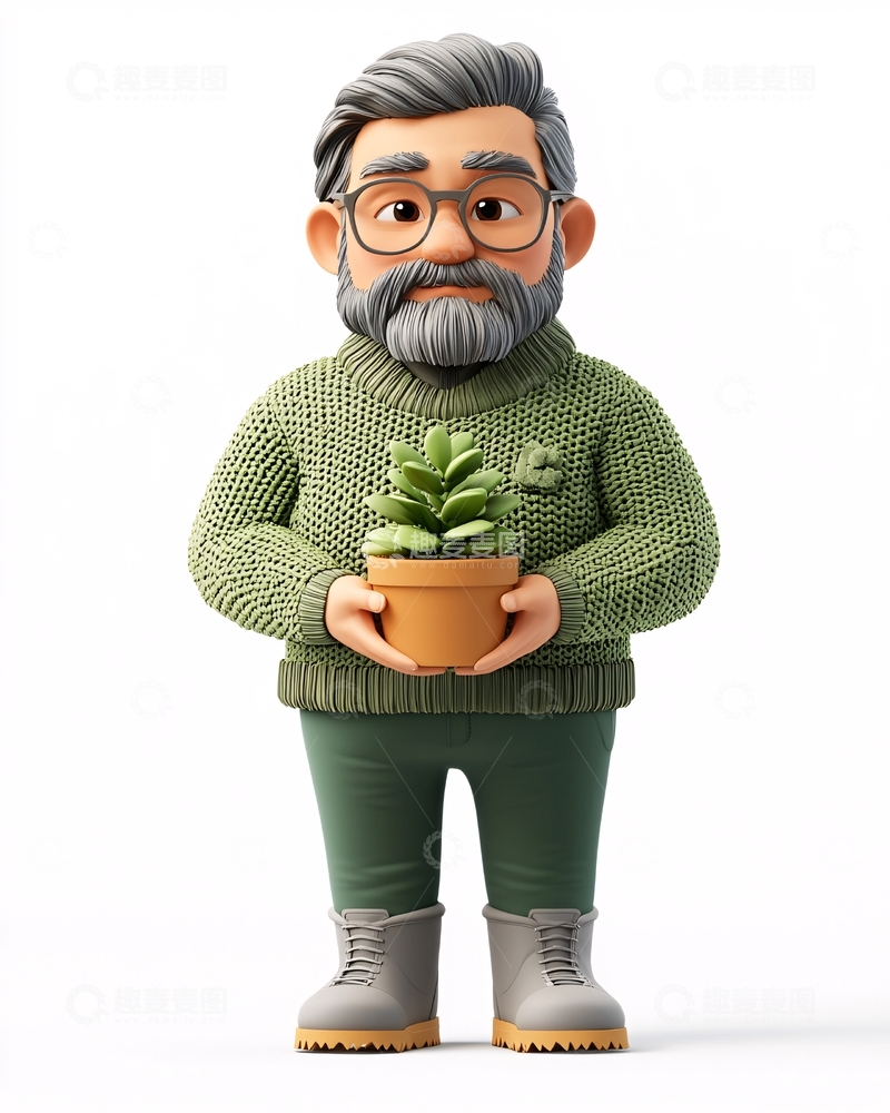 高清大图下载【趣麦麦图】卡通老爷爷