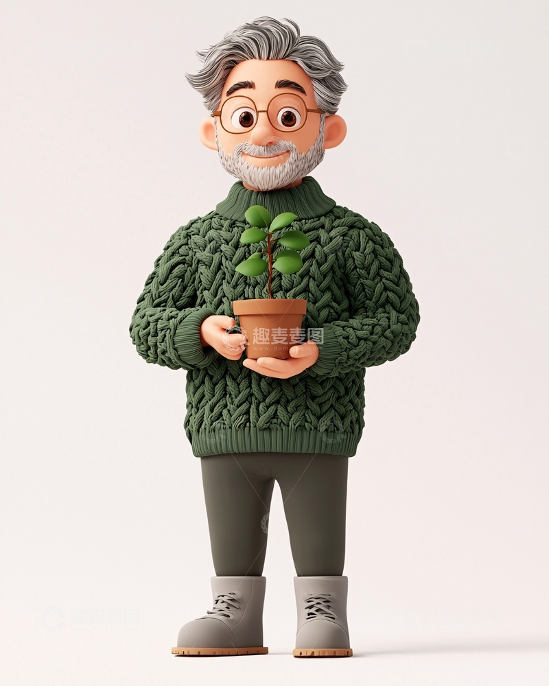 高清大图下载【趣麦麦图】卡通老人