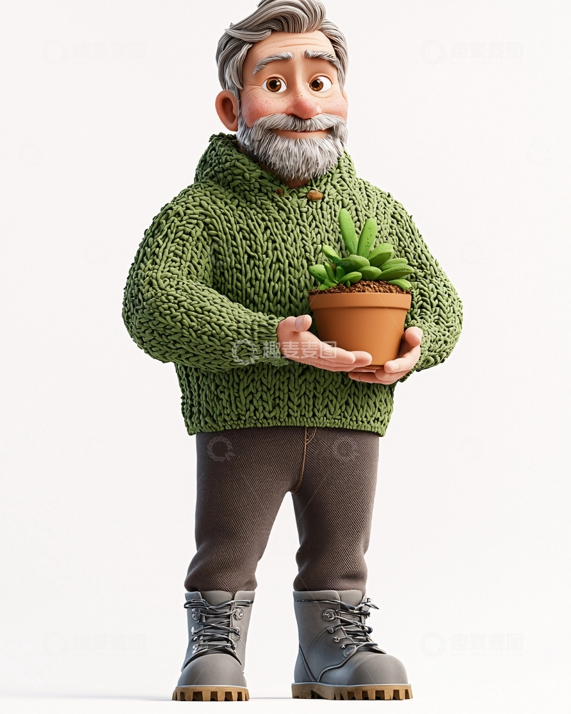 高清大图下载【趣麦麦图】卡通老爷爷