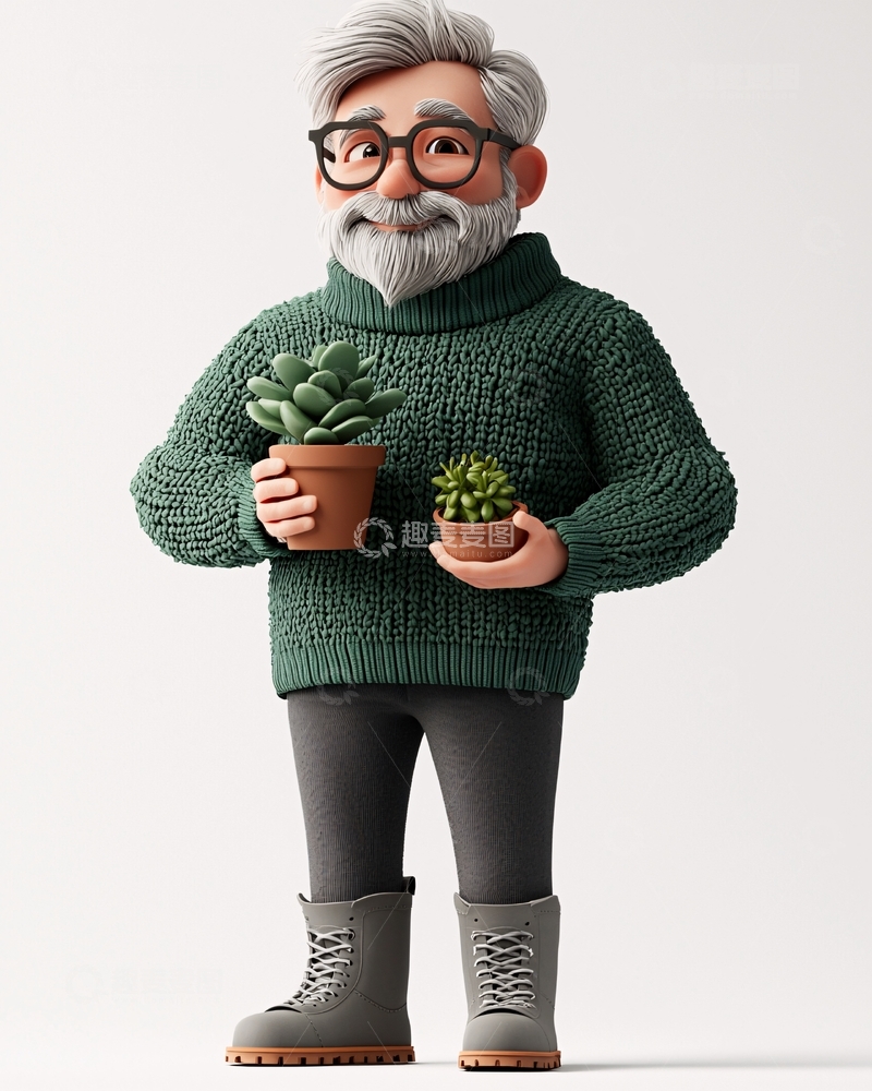 高清大图下载【趣麦麦图】卡通老人