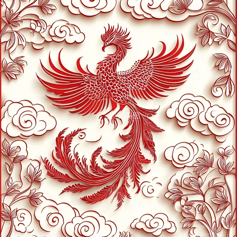 高清大图下载【趣麦麦图】红凤凰图腾