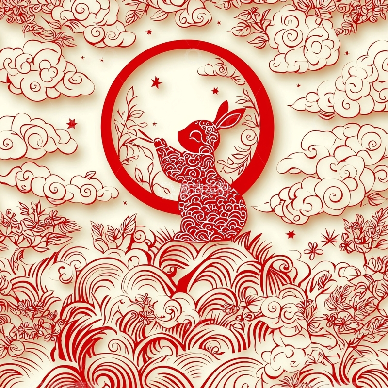 高清大图下载【趣麦麦图】中秋节玉兔