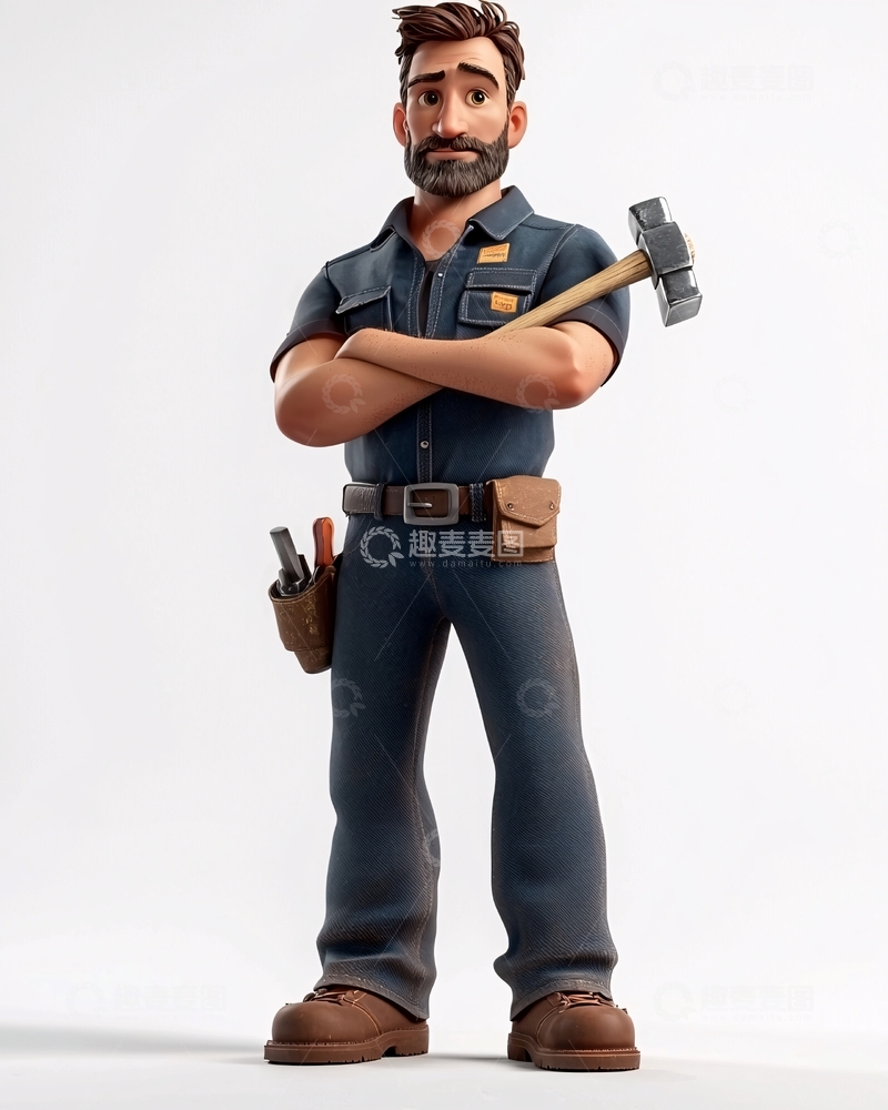 高清大图下载【趣麦麦图】卡通修理工