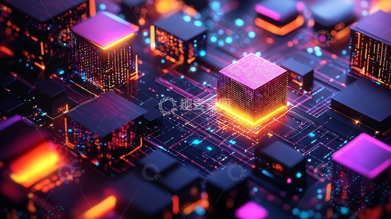 高清大图下载【趣麦麦图】炫彩科技感芯片电路板