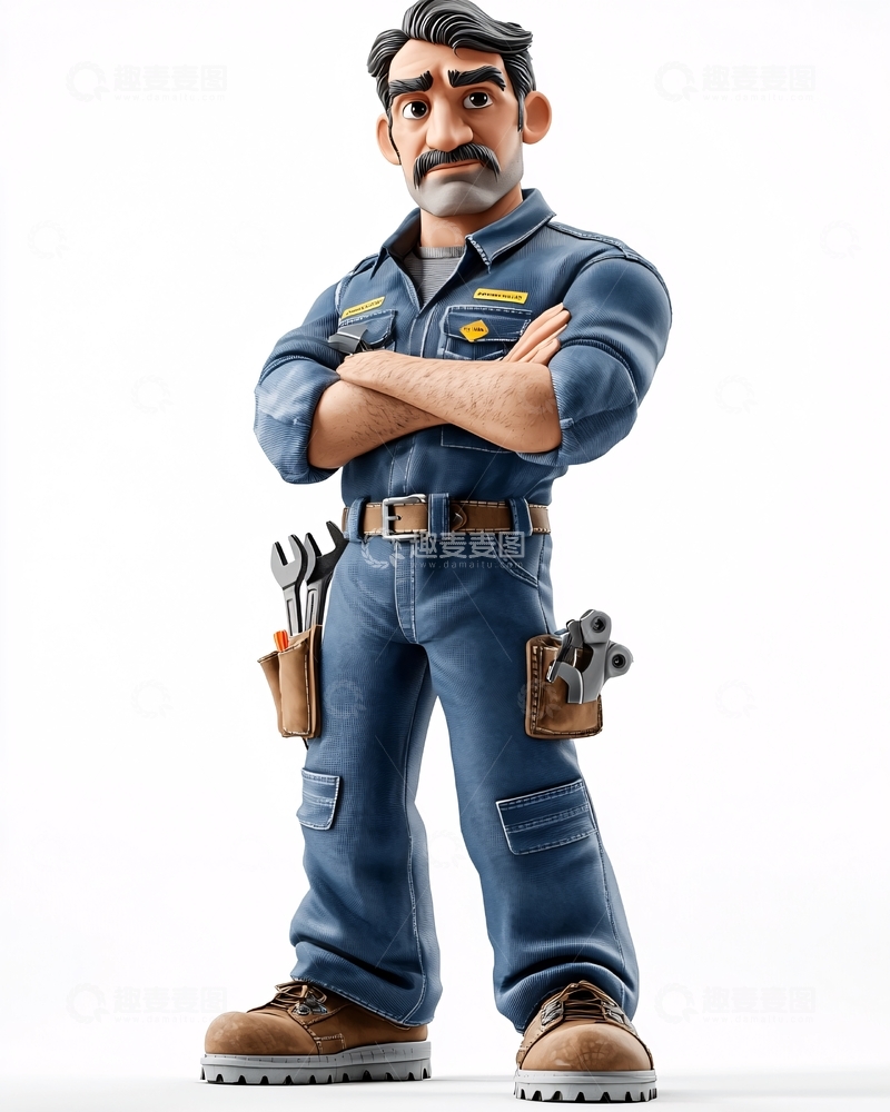 高清大图下载【趣麦麦图】中年男技工