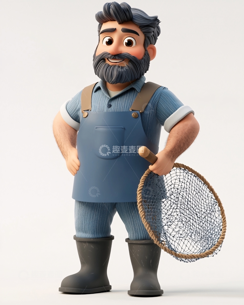 高清大图下载【趣麦麦图】卡通渔夫