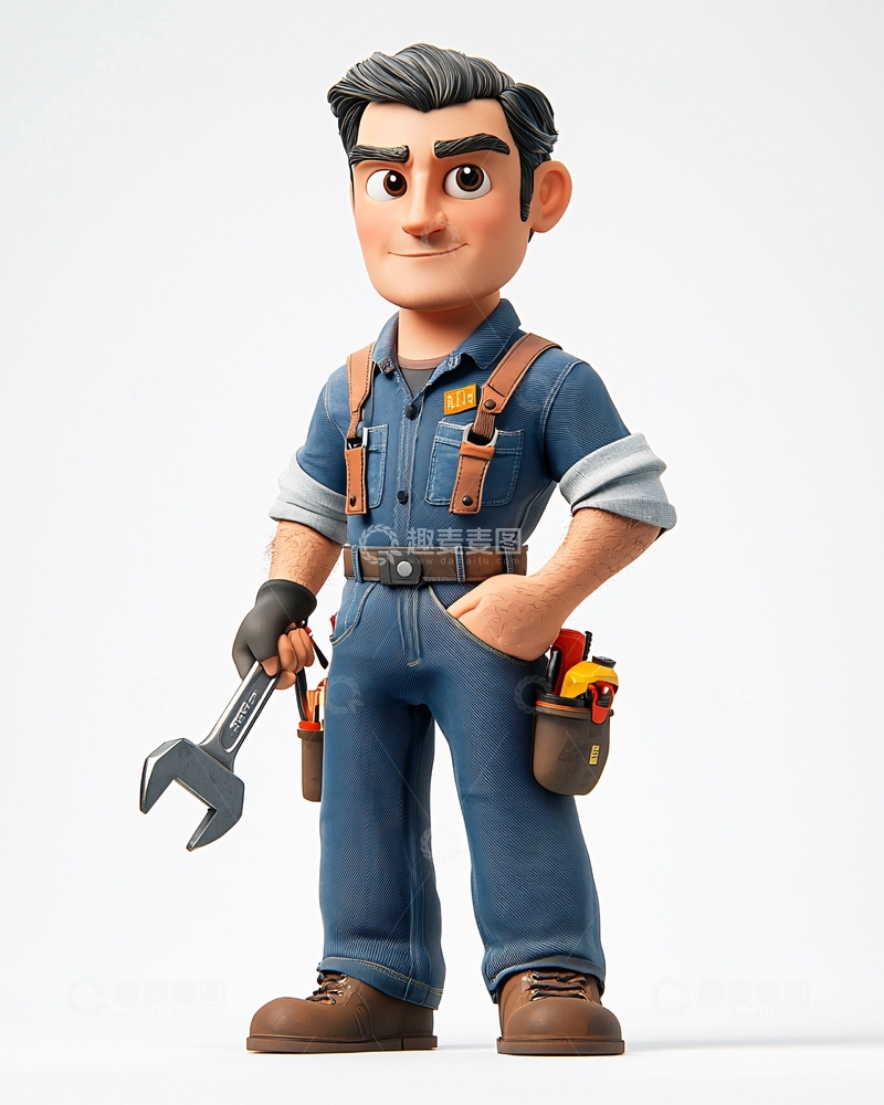 高清大图下载【趣麦麦图】卡通修理工