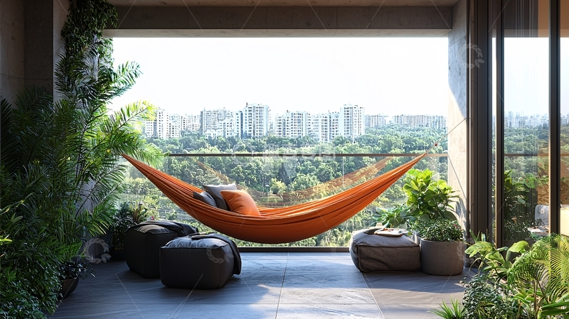 高清大图下载【趣麦麦图】阳台秋千