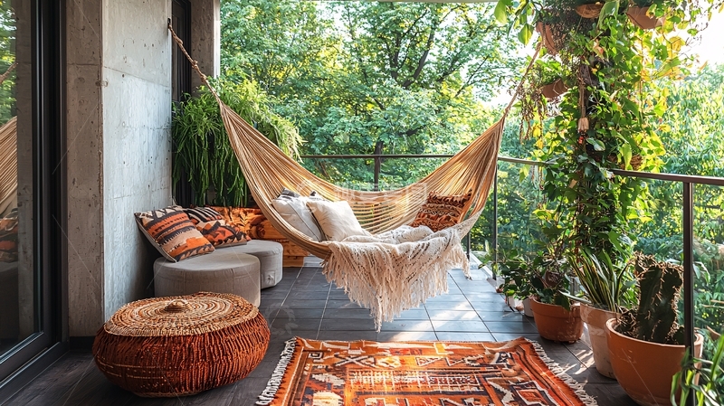 高清大图下载【趣麦麦图】阳台吊床休闲区