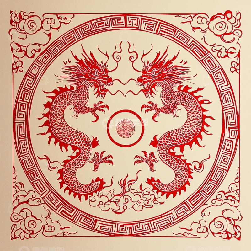 高清大图下载【趣麦麦图】红龙纹样