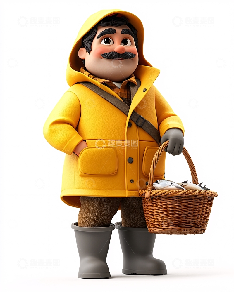 高清大图下载【趣麦麦图】卡通渔夫