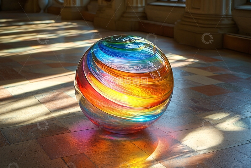 高清大图下载【趣麦麦图】彩色条纹玻璃球