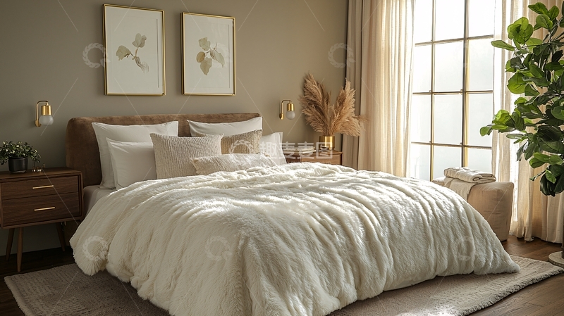 高清大图下载【趣麦麦图】奶油色床单
