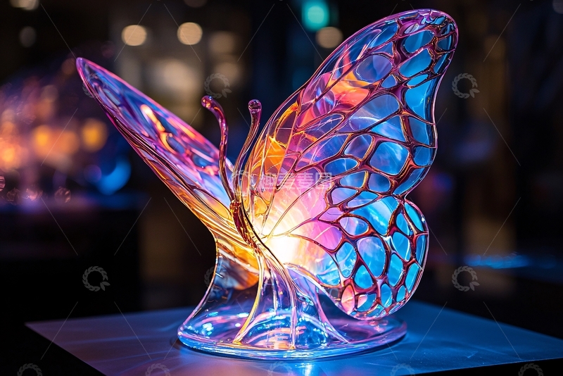 高清大图下载【趣麦麦图】彩色玻璃蝴蝶工艺品