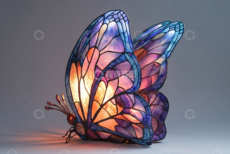 高清大图下载【趣麦麦图】彩绘玻璃蝴蝶灯