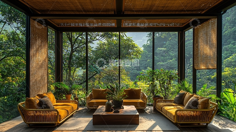 高清大图下载【趣麦麦图】玻璃幕墙客厅