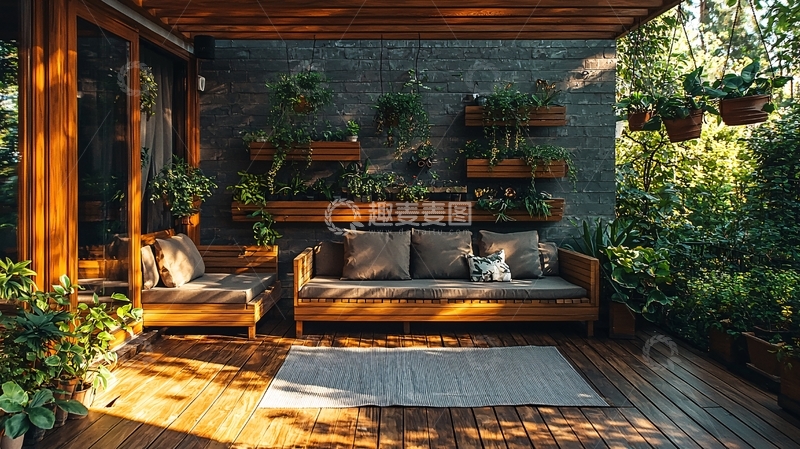 高清大图下载【趣麦麦图】户外木质休闲区