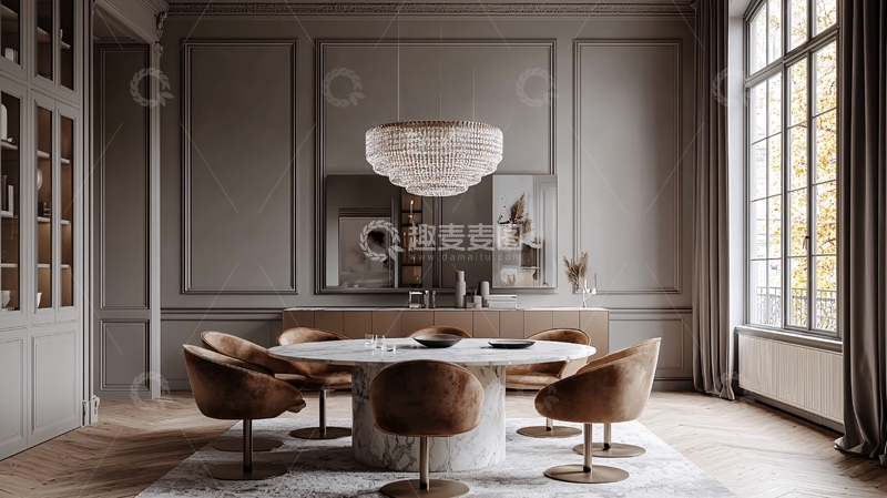 高清大图下载【趣麦麦图】高级灰轻奢餐厅设计