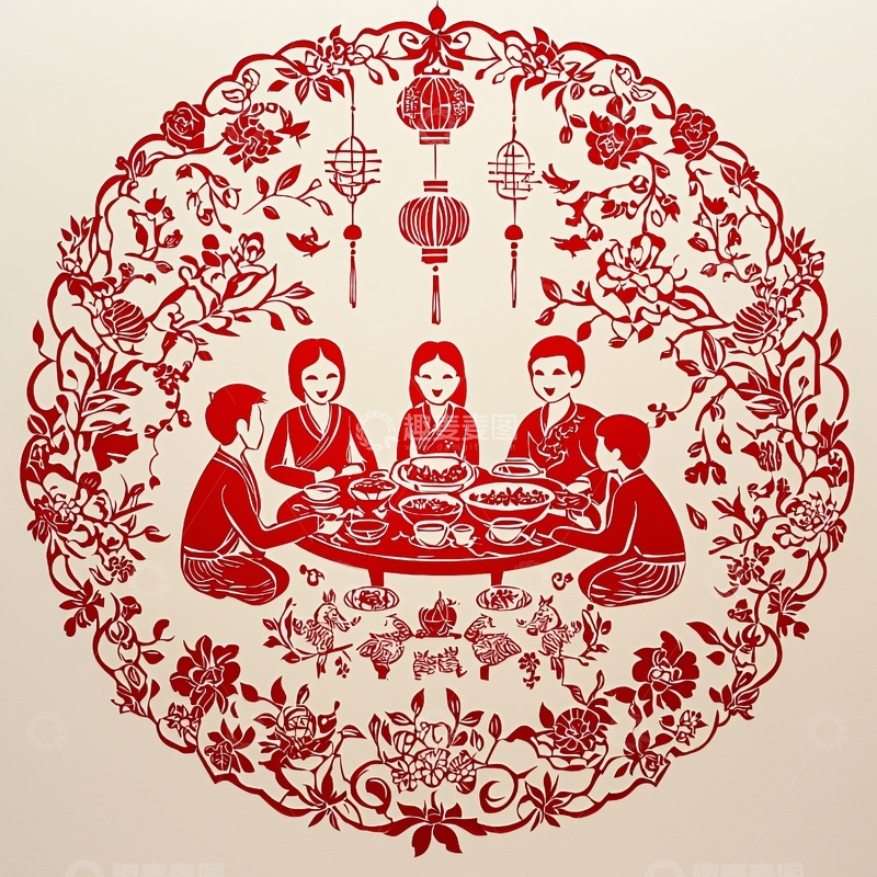 高清大图下载【趣麦麦图】中式团圆饭