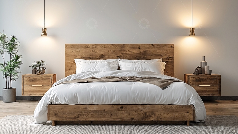 高清大图下载【趣麦麦图】原木床
