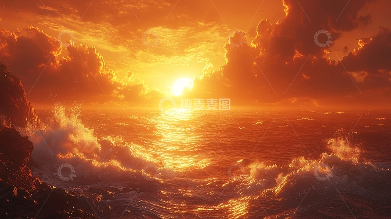 高清大图下载【趣麦麦图】燃烧的晚霞