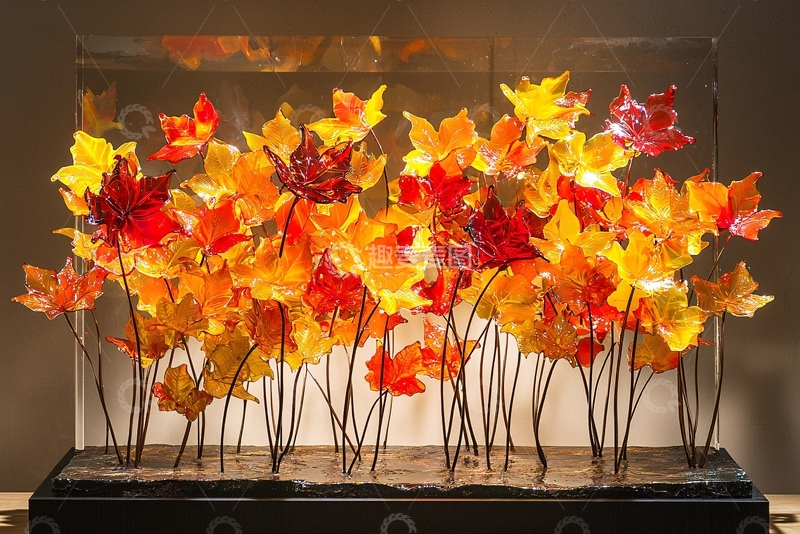 高清大图下载【趣麦麦图】秋叶玻璃艺术品