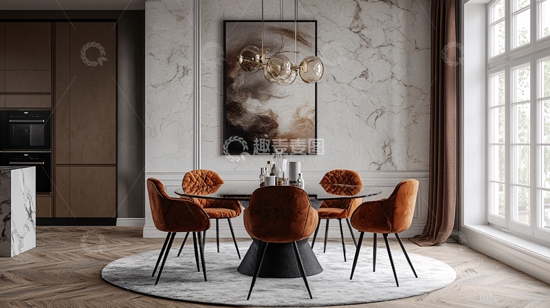 高清大图下载【趣麦麦图】现代轻奢餐厅设计