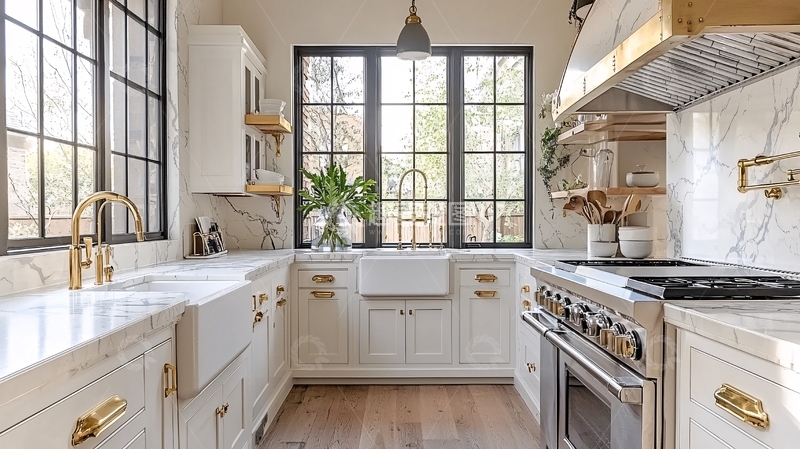 高清大图下载【趣麦麦图】现代简约白色厨房