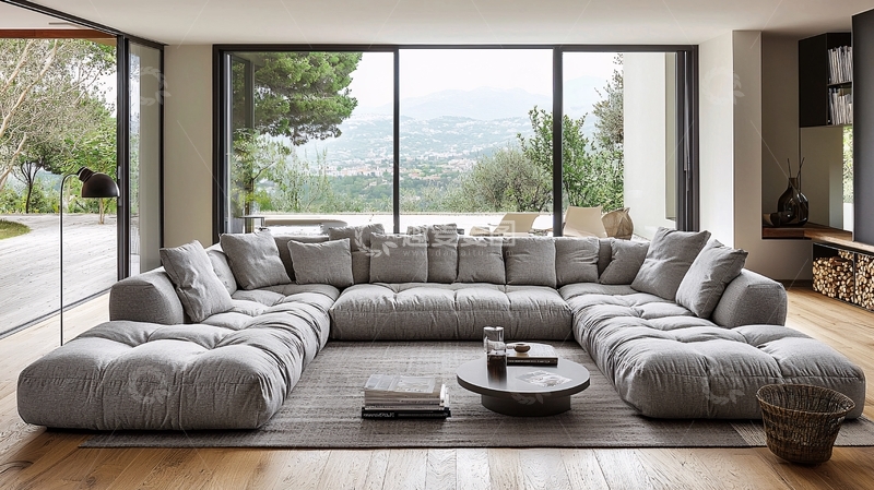 高清大图下载【趣麦麦图】现代简约灰色布艺沙发