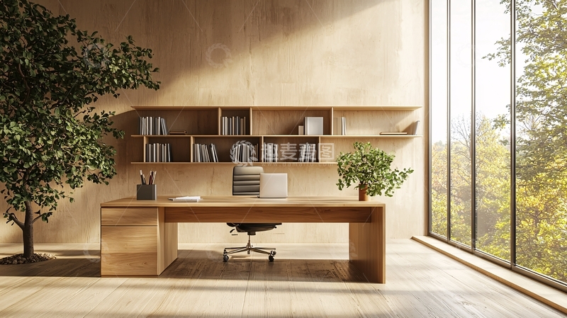 高清大图下载【趣麦麦图】原木风格办公空间