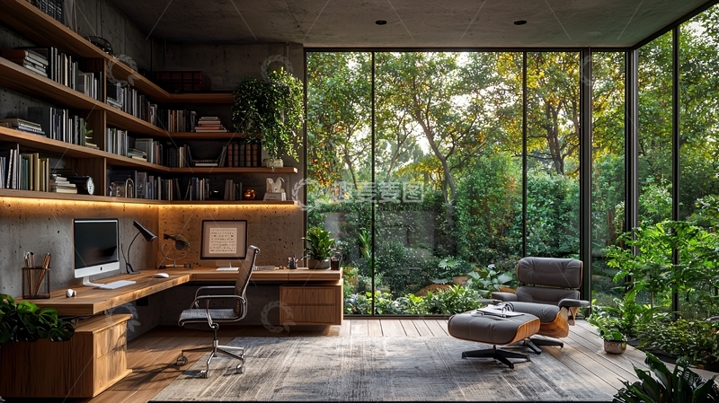 高清大图下载【趣麦麦图】现代简约书房设计
