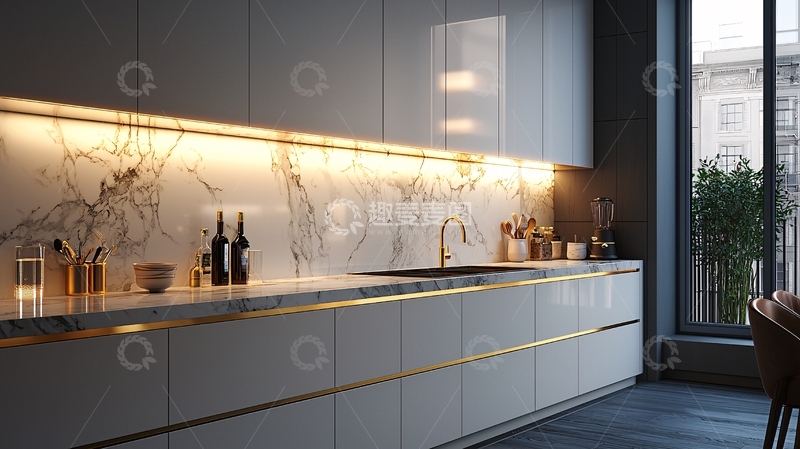 高清大图下载【趣麦麦图】现代极简风格厨房