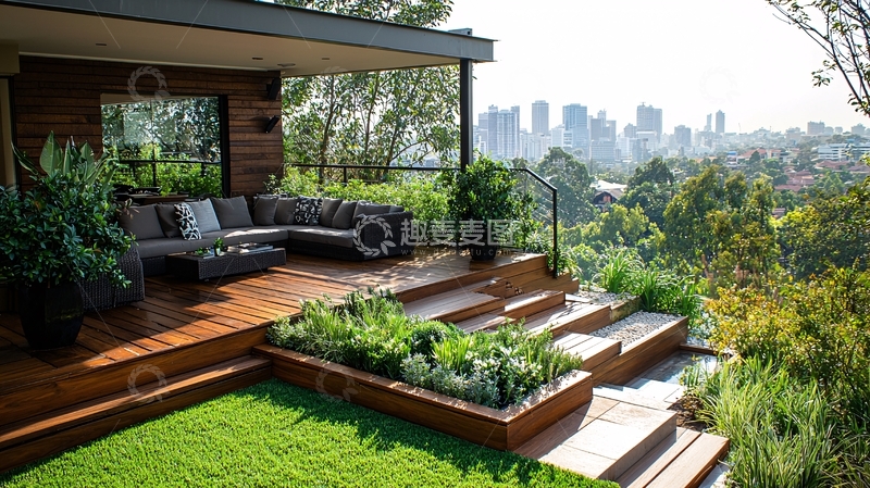 高清大图下载【趣麦麦图】现代简约户外木质露台