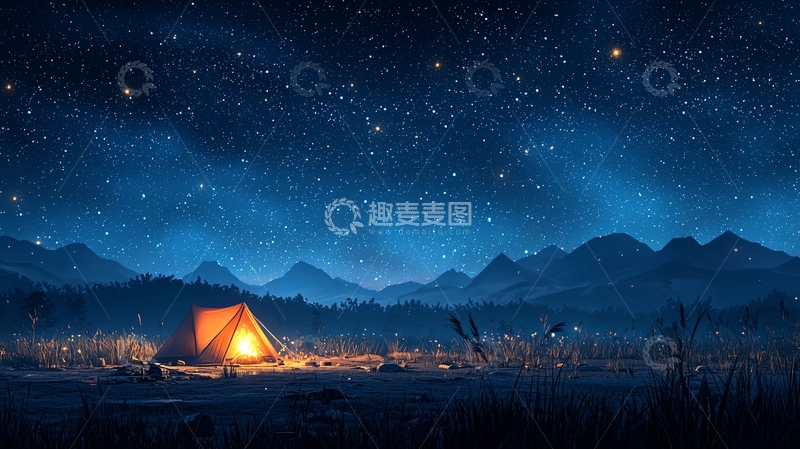 高清大图下载【趣麦麦图】星空下帐篷