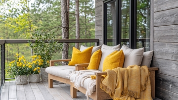 户外阳台黄棕色系家具