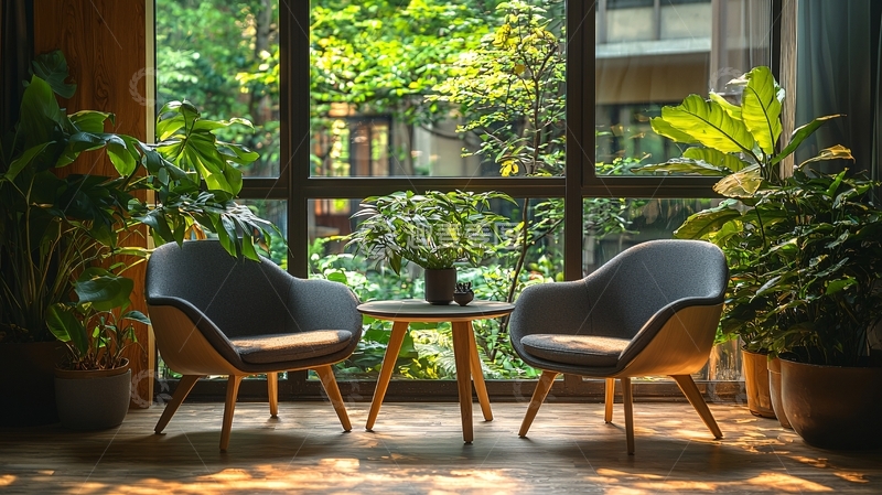 高清大图下载【趣麦麦图】落地窗旁休闲座椅