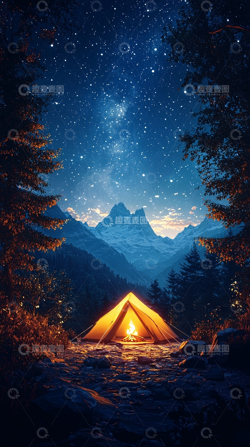 高清大图下载【趣麦麦图】星空下的帐篷