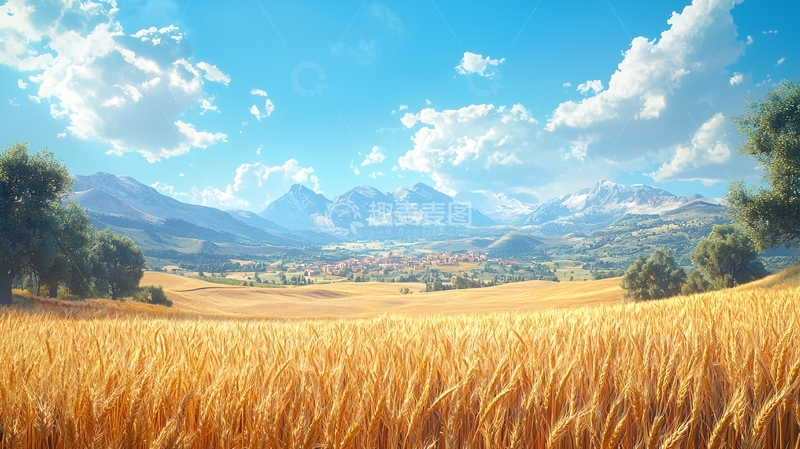 高清大图下载【趣麦麦图】阳光下的金色麦田