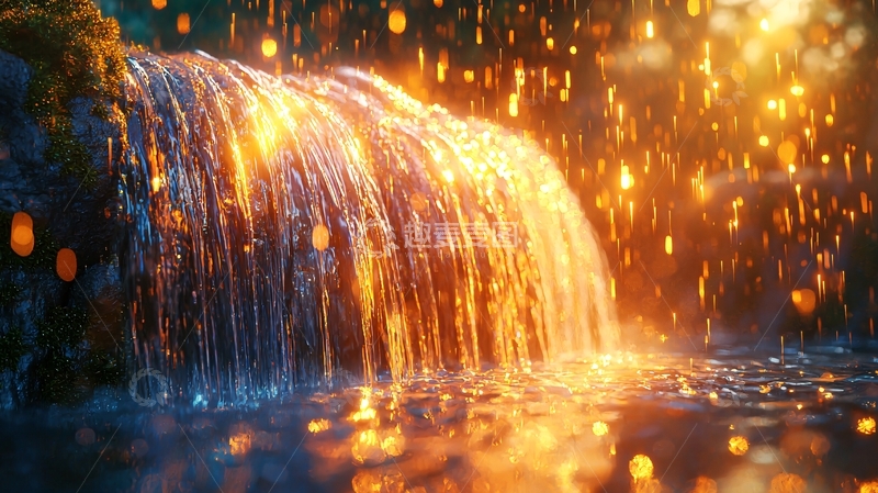 高清大图下载【趣麦麦图】梦幻般发光的瀑布