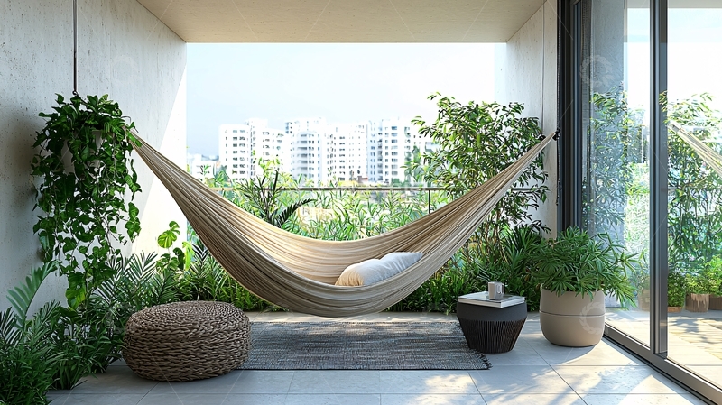高清大图下载【趣麦麦图】阳台吊床休闲区