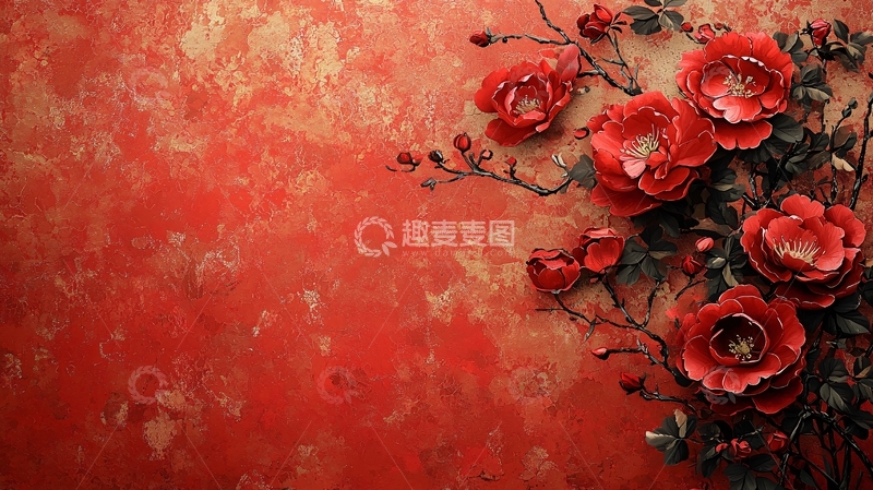 高清大图下载【趣麦麦图】红色花朵背景
