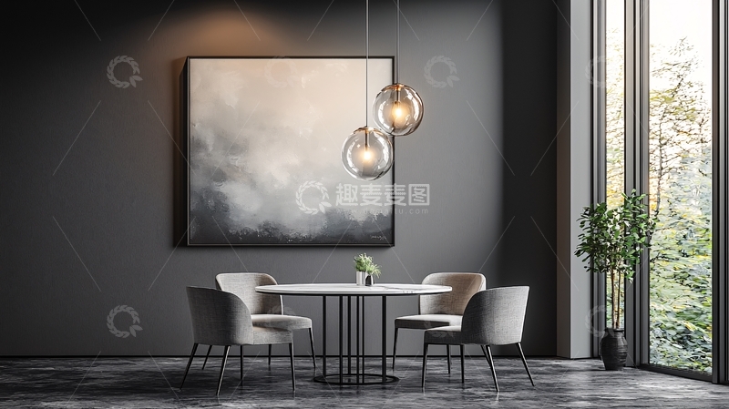 高清大图下载【趣麦麦图】现代简约灰色餐厅