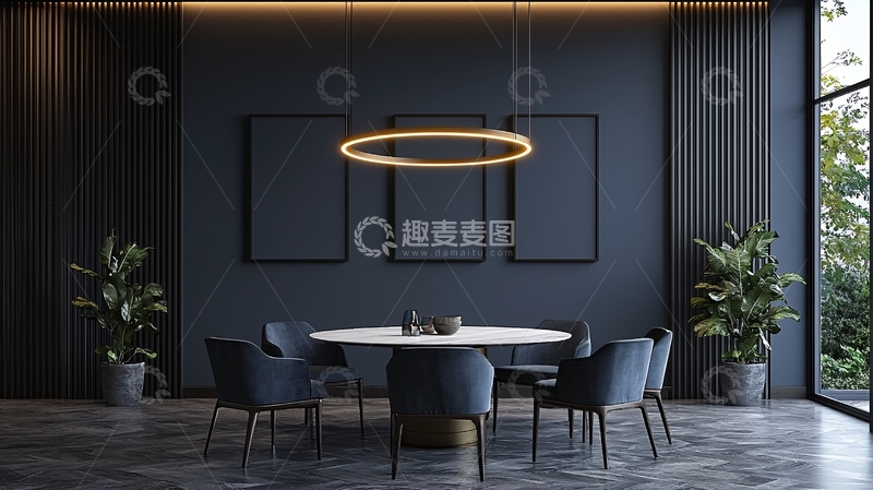 高清大图下载【趣麦麦图】现代极简黑色餐厅设计