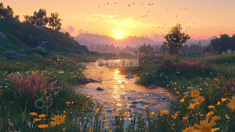 高清大图下载【趣麦麦图】夕阳西下
