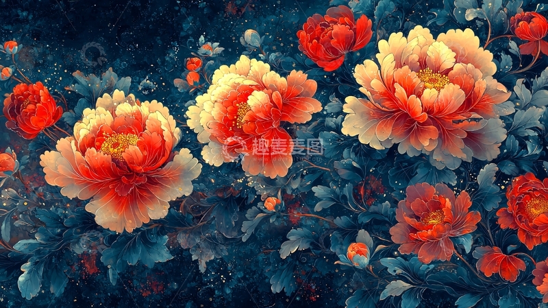 高清大图下载【趣麦麦图】水墨牡丹