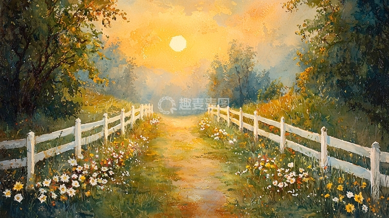 高清大图下载【趣麦麦图】清晨乡间小路