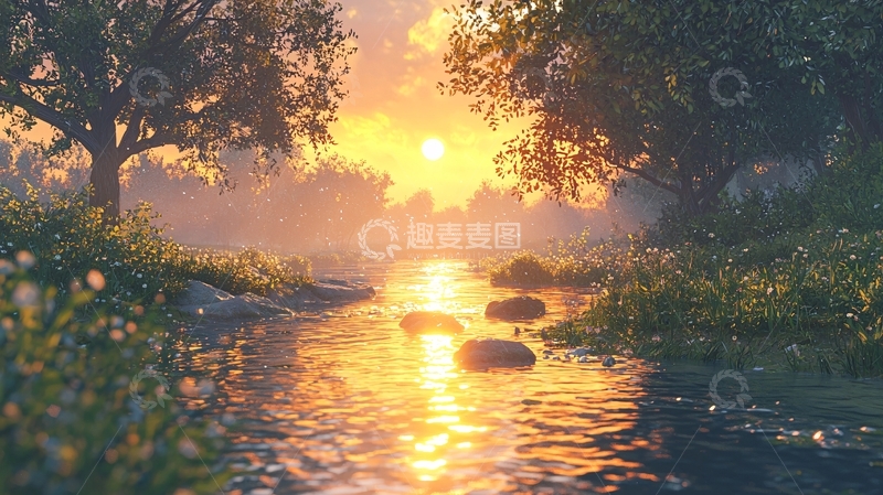 高清大图下载【趣麦麦图】夕阳西下