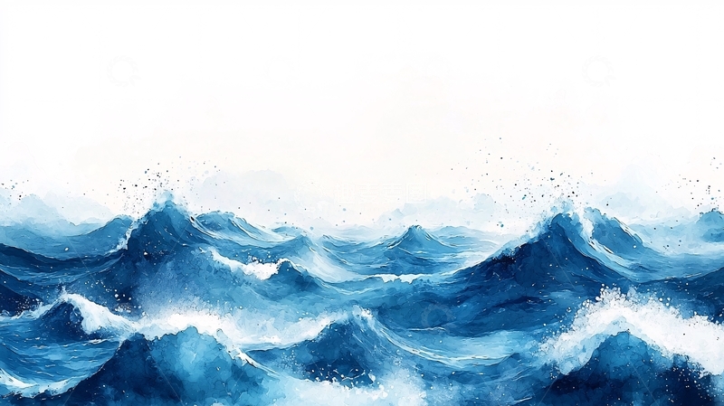 水墨画大海
